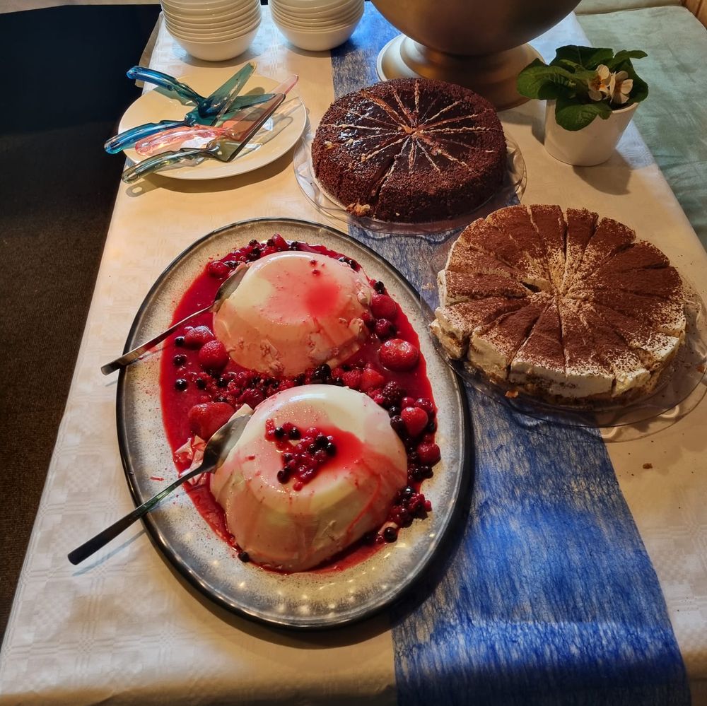 Desserts: Tiramisu, Panna Cotta, Schokoladentorte und Obstsalat